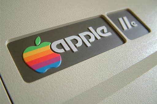 Apple II Computer with the multi-colored Apple logo