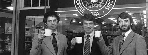 Founders Zev Siegl, Gordon Bowker, Jerry Baldwin in Seattle on 19th February 1979