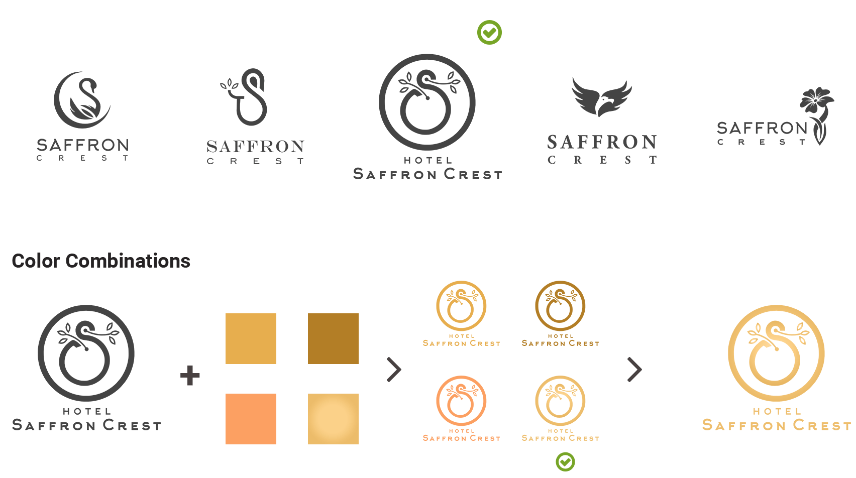 Saffron Hotel Crest Logo Design Concepts